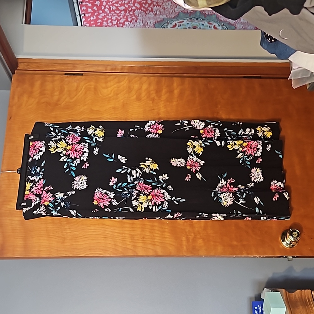 A.N.A. Black floral maxi skirt with side slits size large